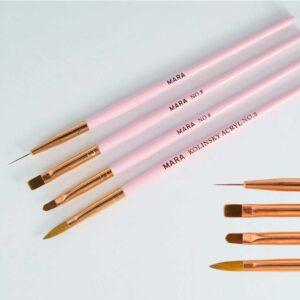 PINCELES SET X4 KOLINSKY #8 (LINER+GEL+ACRIL+MAST) ORO ROSA